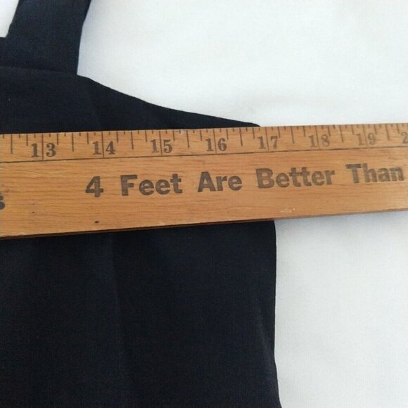 Theory Drape Back Dress Size 10 Black Linen Blend Stretch Sleeveless Fit & Flare - Picture 11 of 14